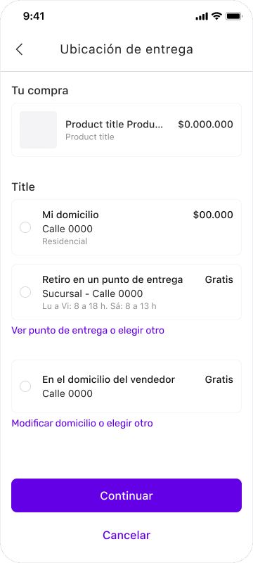 Altatienda — delivery options listed, none selected