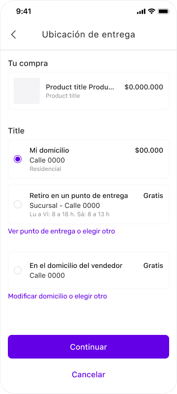 Altatienda — delivery option selected