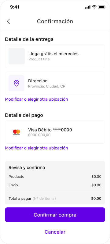Altatienda — order review with payment and totals