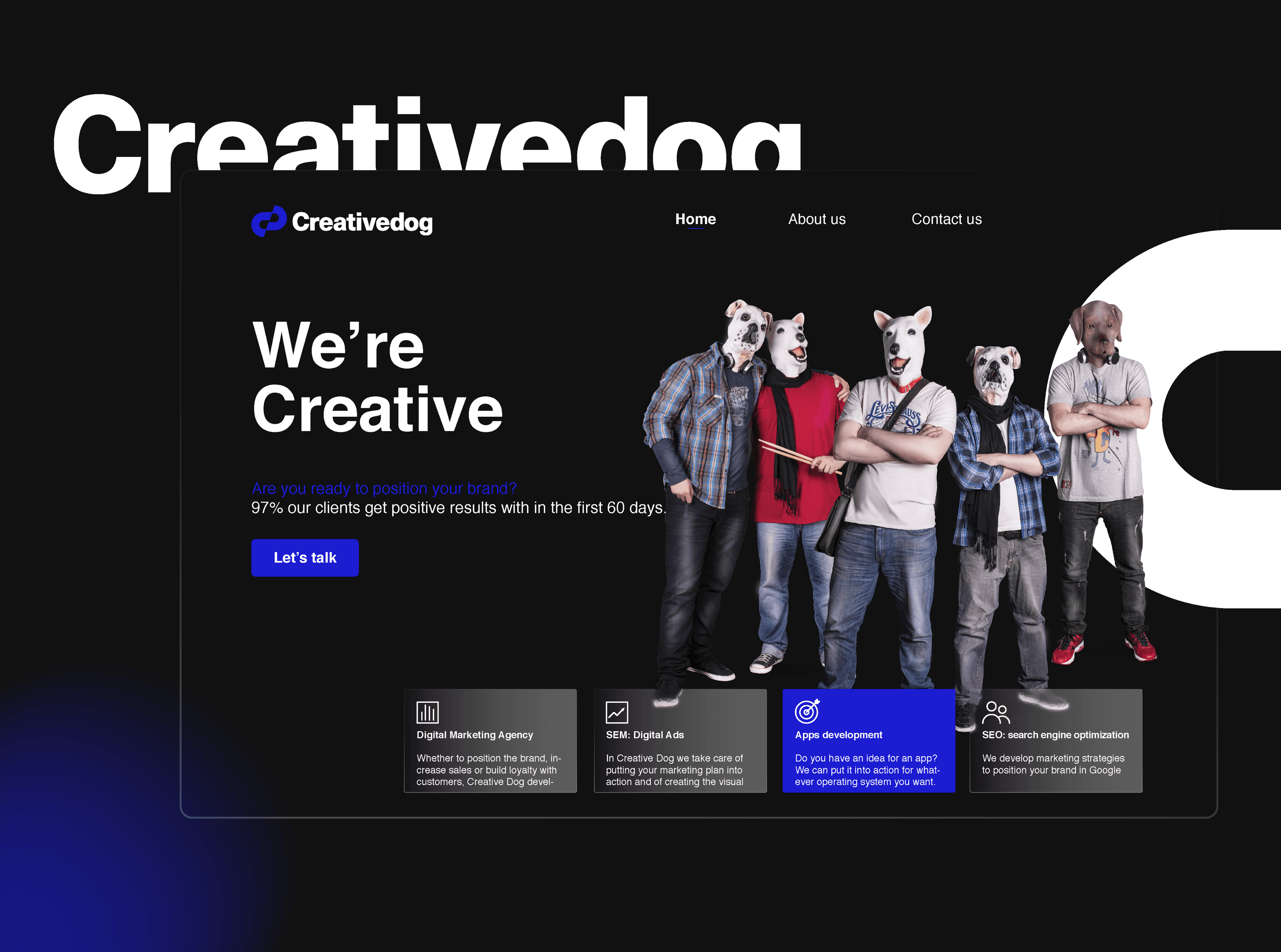 Creativedog website hero — We're Creative