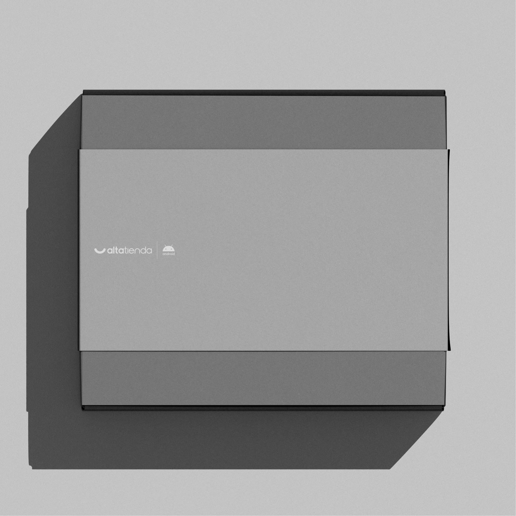 A grey box from above, its sleeve carrying the Altatienda mark beside the Android logo