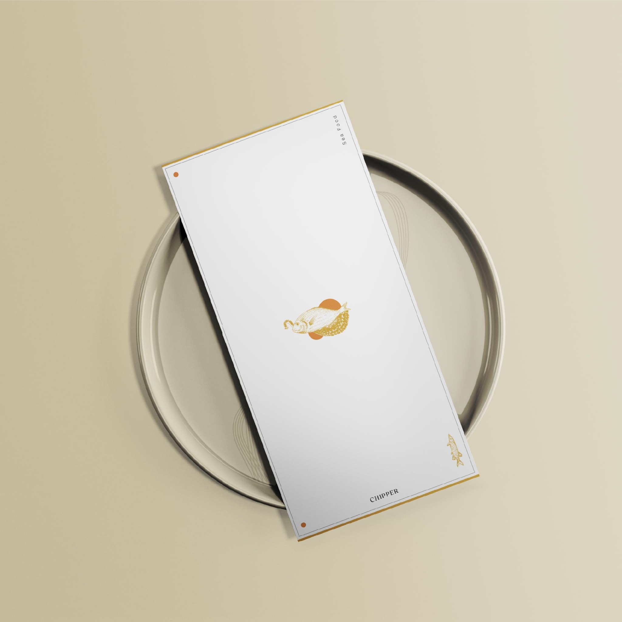 The white menu on a plate