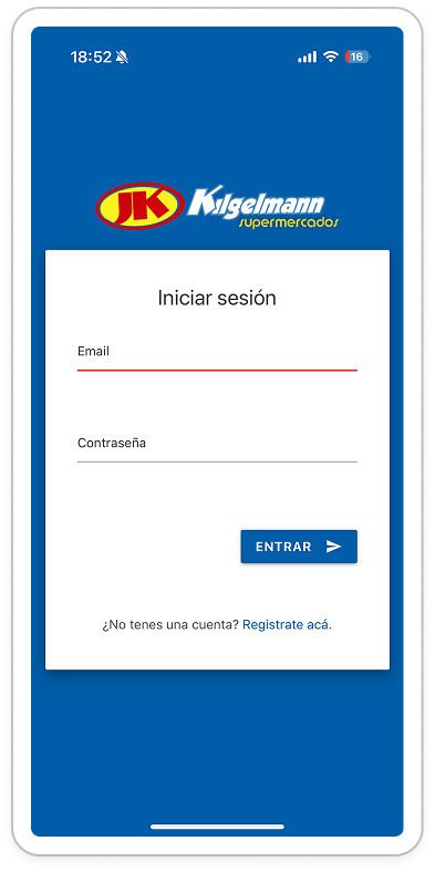 Before — original log-in screen