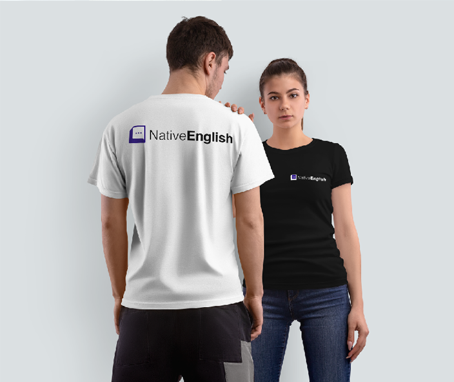 Native English — branded t-shirts back view