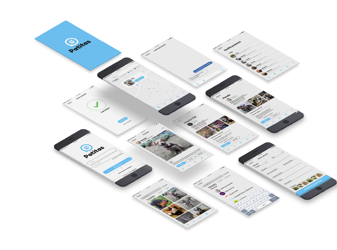 Patitas — final app screens