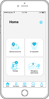 Home screen wireframe — version 1